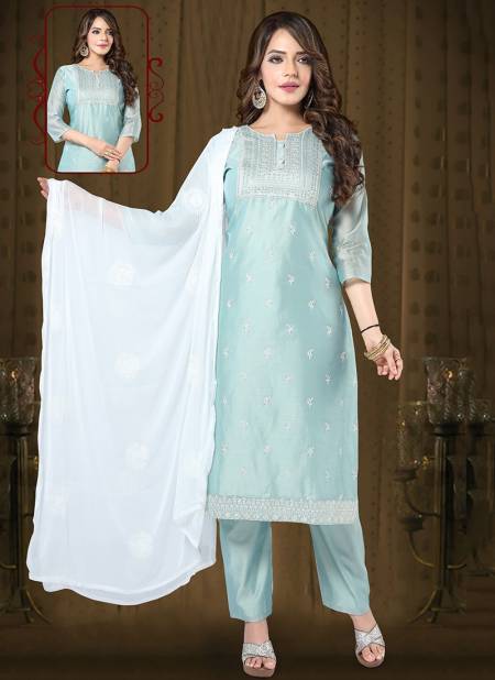 N F CHURIDAR 33 Designer Fancy Festive Wear Latest Readymade Salwar Suit Collecion N F C 707 LIGHT GREEN